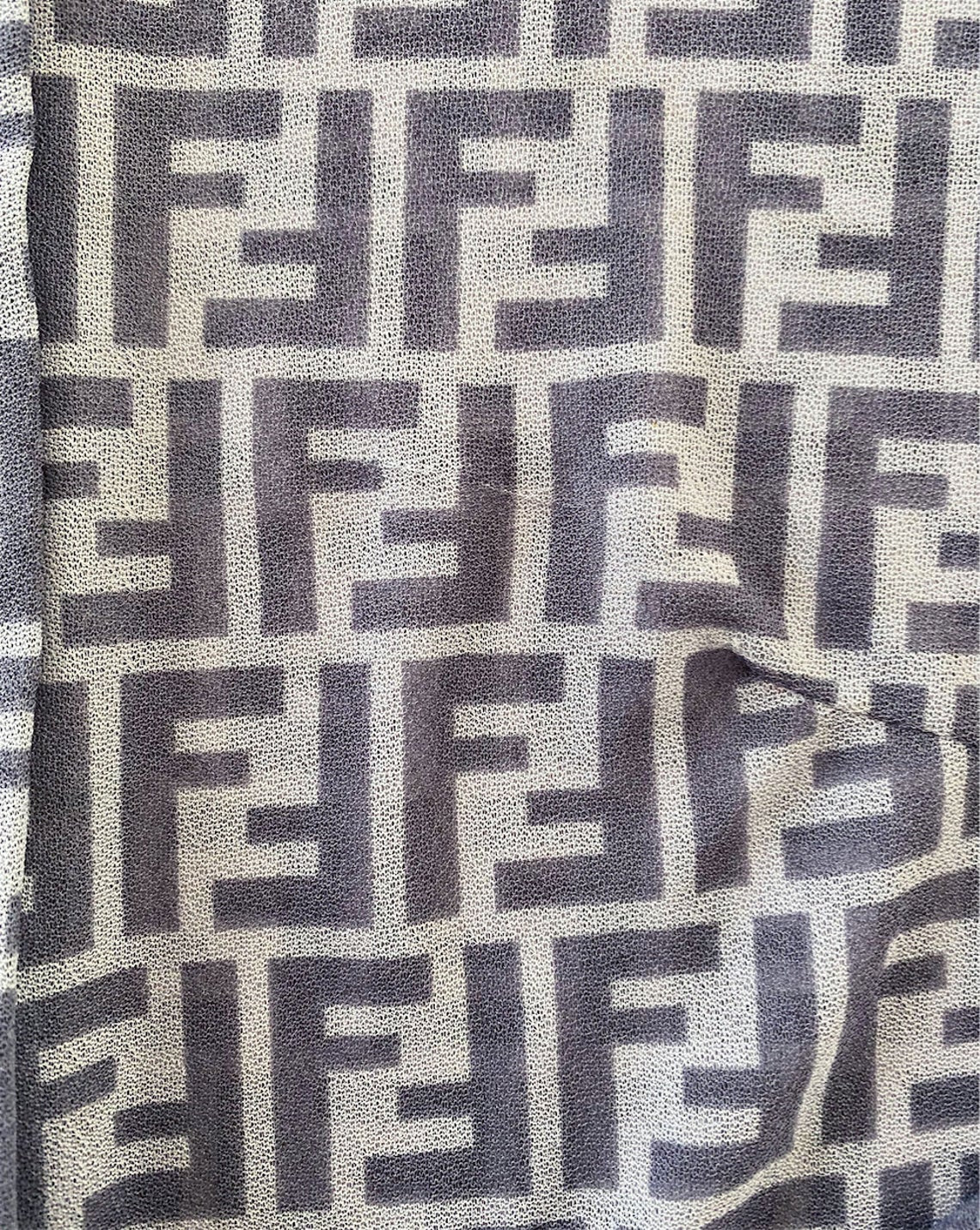 FRUIT Vintage Fendi Zucca print button up shirt dating to the early 90s. This amazing piece is made from a sheer mesh and features a bold Fendi Zucca print in two tone grey.
