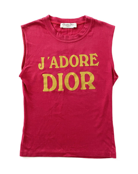 Christian Dior タンクトップ J'ADORE ロゴ ガリアーノ 黄 Christian Dior Logo Print J'ADORE John Galliano Tank Top