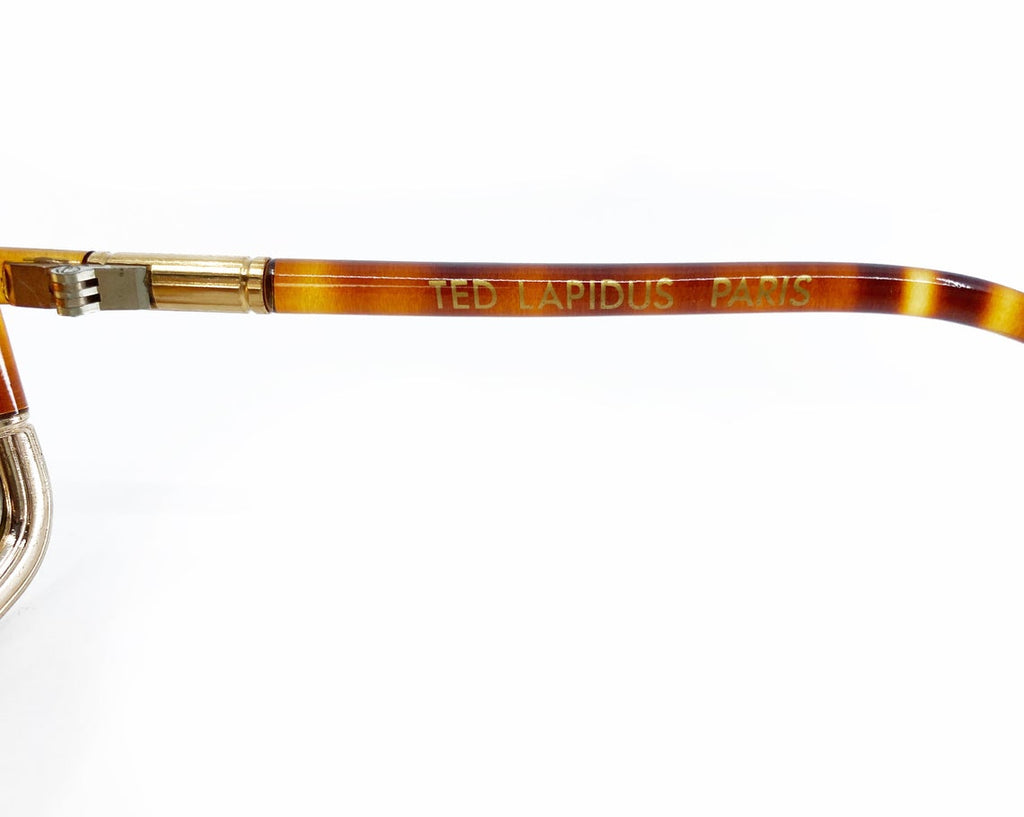 FRUIT Vintage Iconic 1970s Ted Lapidus square oversized sunglasses in a brown tortoise shell colour. Made in France, brown smokey lenses and gold trim