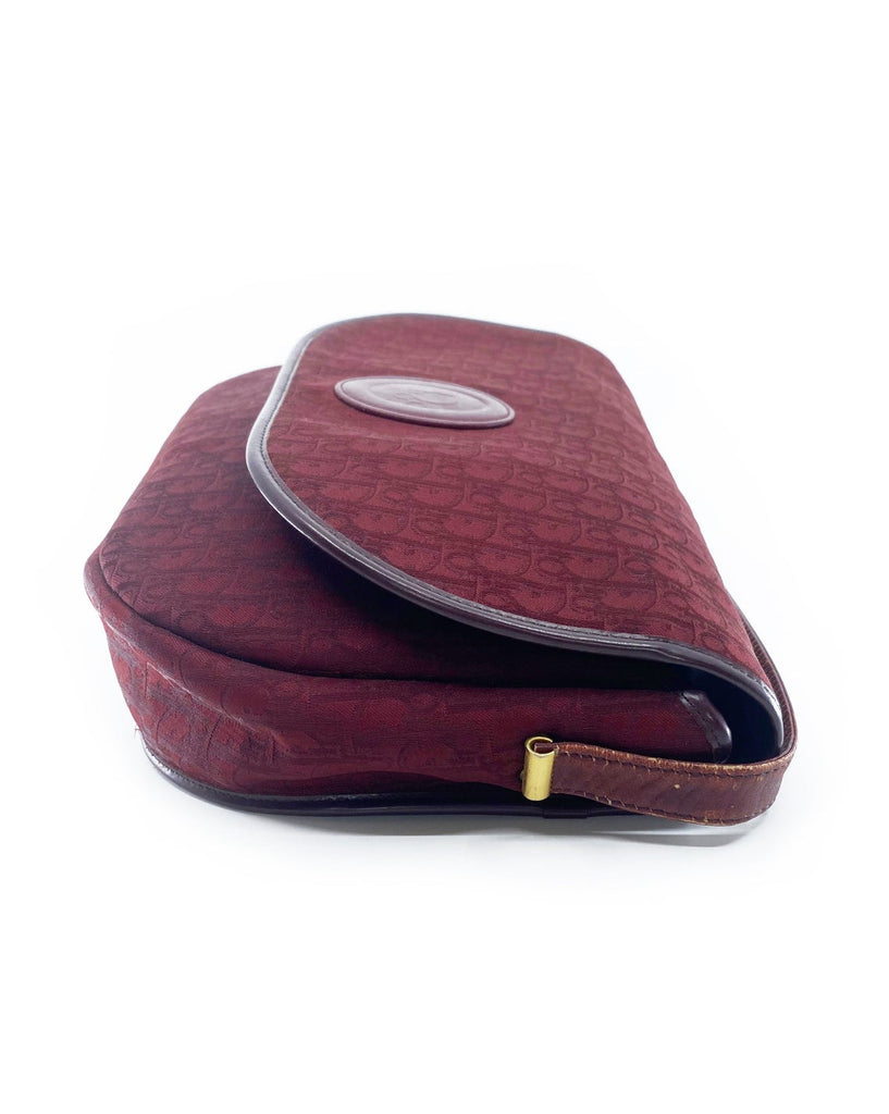 FRUIT Vintage Christian Dior 1980s maroon monogram logo shoulder bag handbag.
