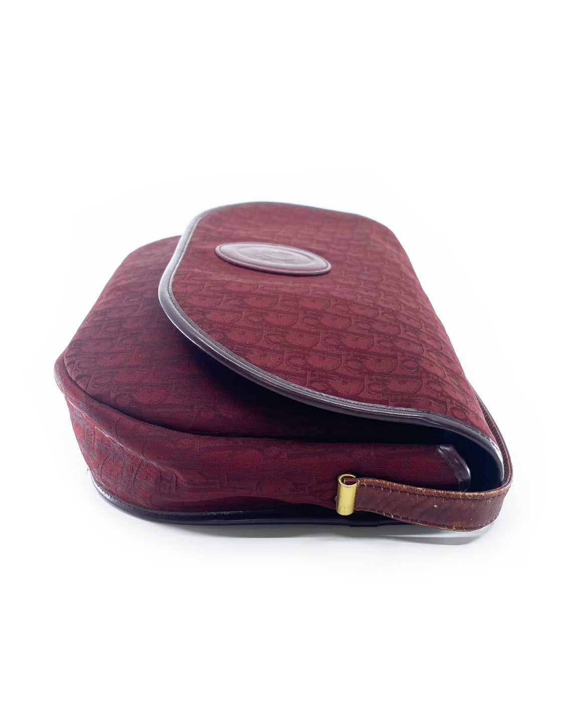 FRUIT Vintage Christian Dior 1980s maroon monogram logo shoulder bag handbag.