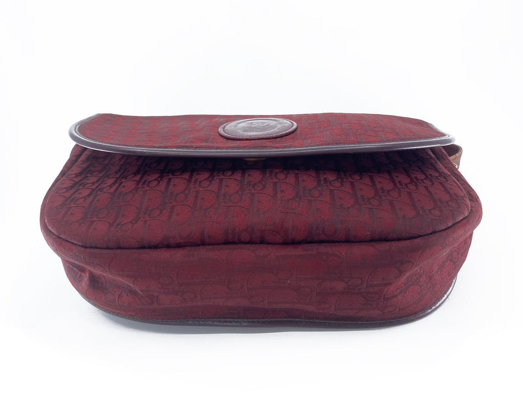 FRUIT Vintage Christian Dior 1980s maroon monogram logo shoulder bag handbag.