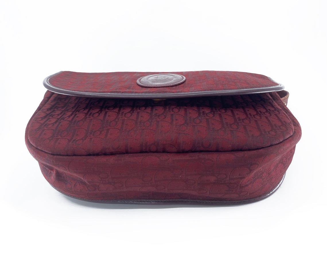 FRUIT Vintage Christian Dior 1980s maroon monogram logo shoulder bag handbag.