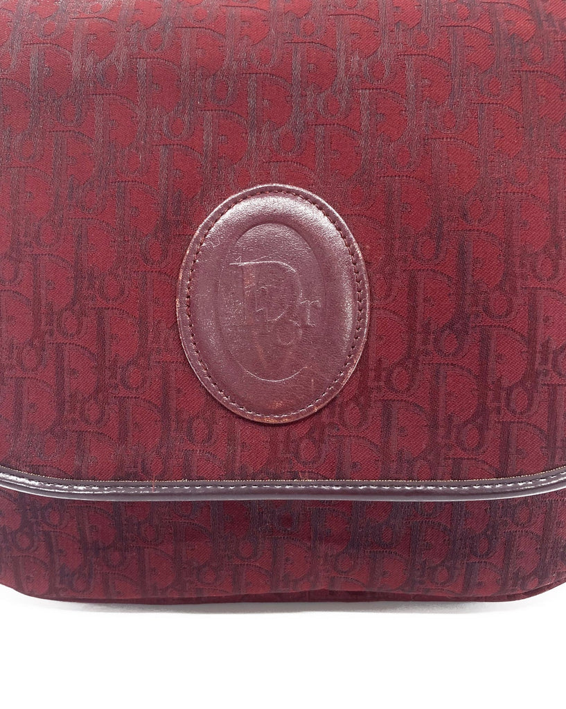 FRUIT Vintage Christian Dior 1980s maroon monogram logo shoulder bag handbag.