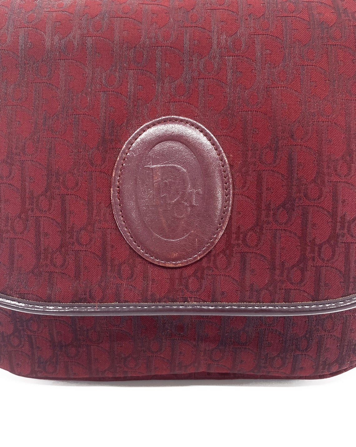 FRUIT Vintage Christian Dior 1980s maroon monogram logo shoulder bag handbag.