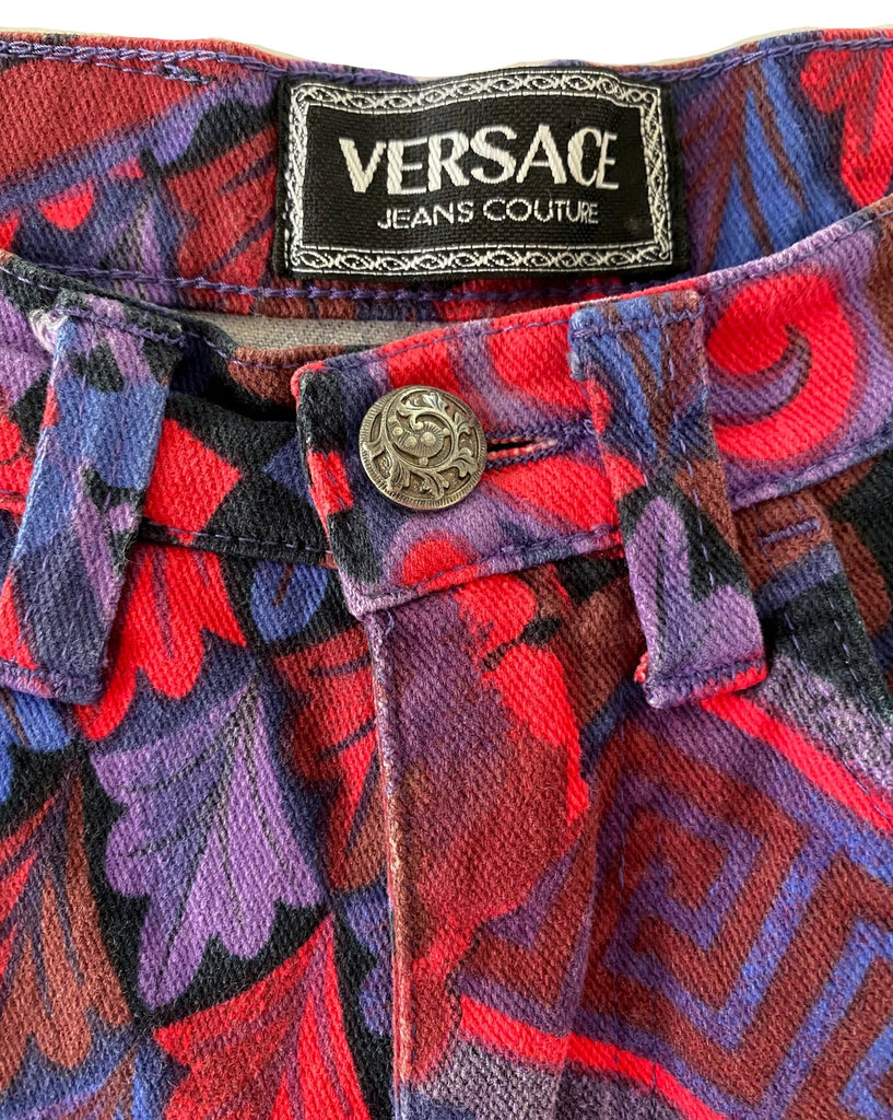 FRUIT Vintage Versace Jeans Couture denim Gianni Versace 1990s baroque print jeans.