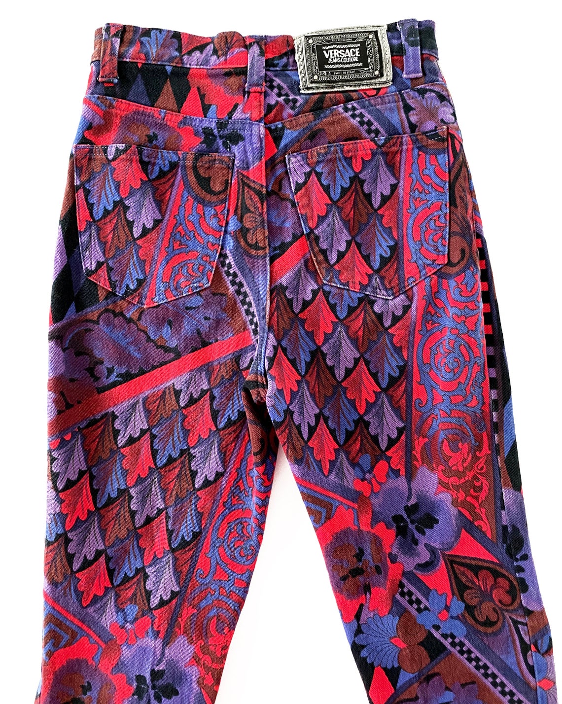 FRUIT Vintage Versace Jeans Couture denim Gianni Versace 1990s baroque print jeans.