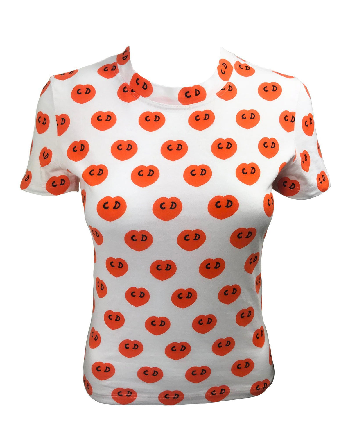 Fruit Vintage Christian Dior CD heart print Logo t-shirt by John Galliano. Features a classic t-shirt cut and graphic pattern logo monogram print.