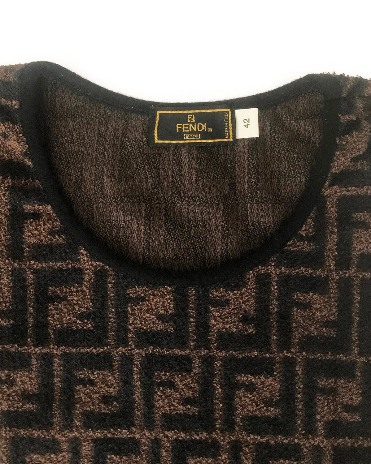 FRUIT Vintage  Fendi Zucca print logo monogram t-shirt dating to the 90s, made from the cutest terry towelling fabric