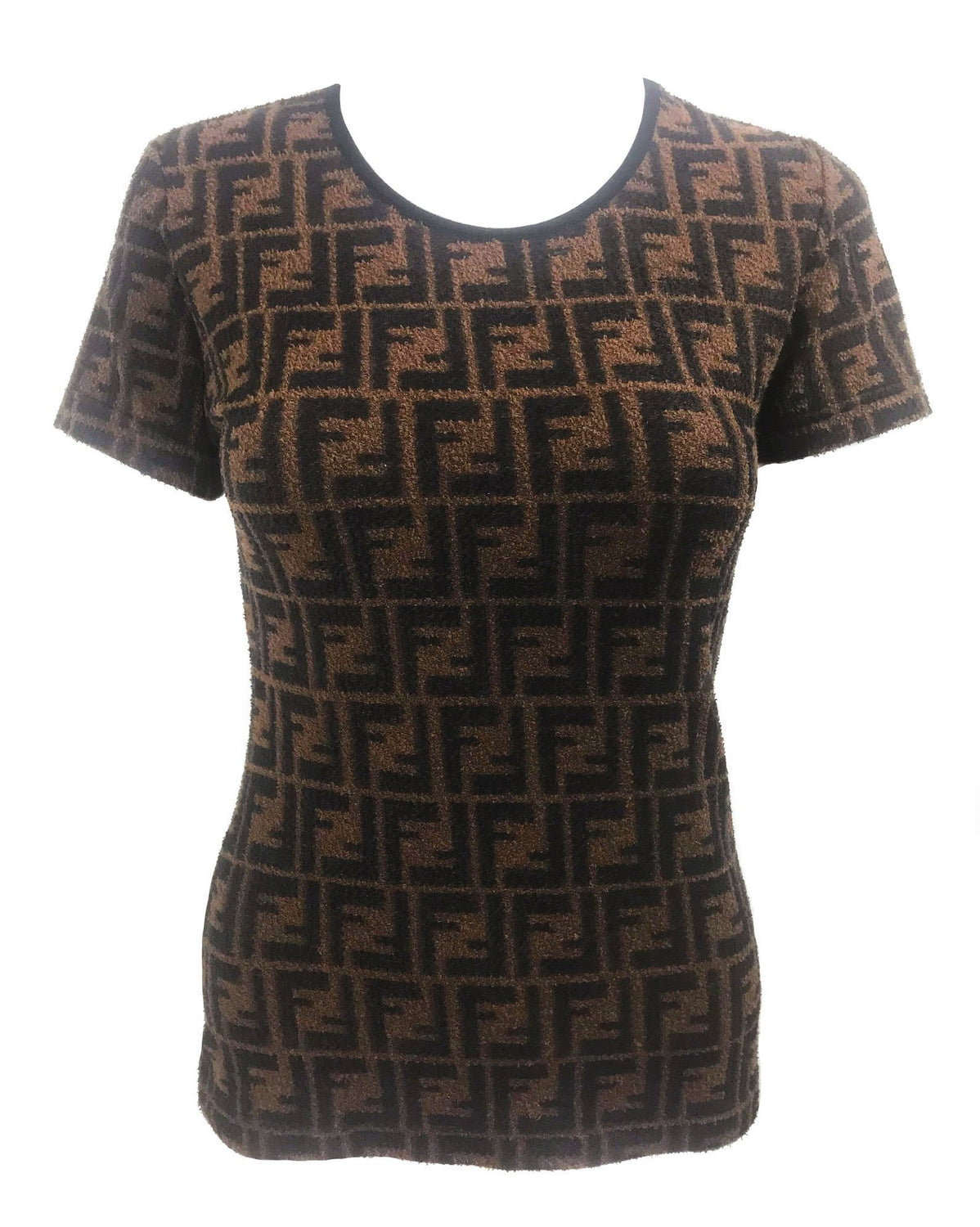 FRUIT Vintage  Fendi Zucca print logo monogram t-shirt dating to the 90s, made from the cutest terry towelling fabric