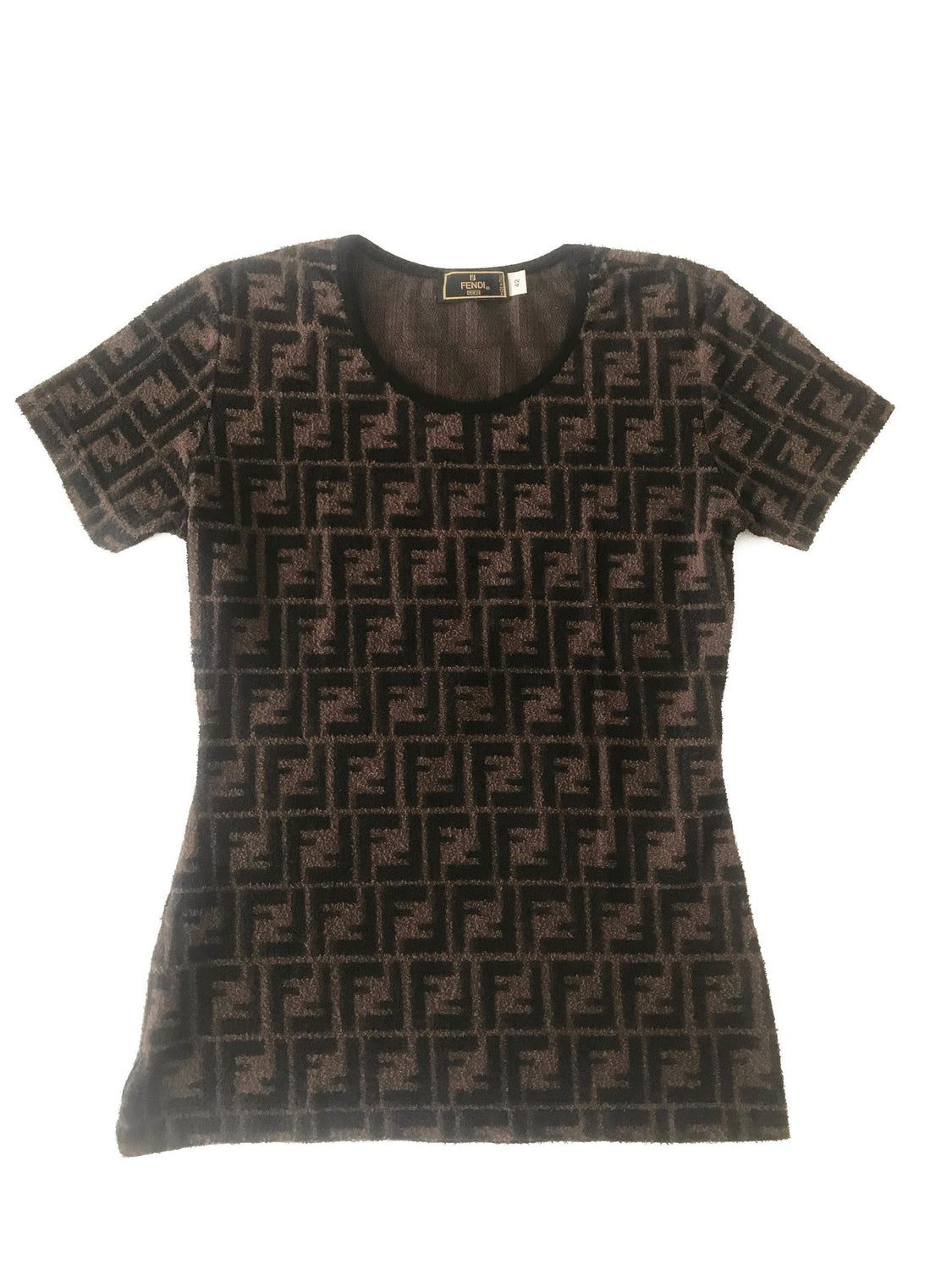 FRUIT Vintage  Fendi Zucca print logo monogram t-shirt dating to the 90s, made from the cutest terry towelling fabric