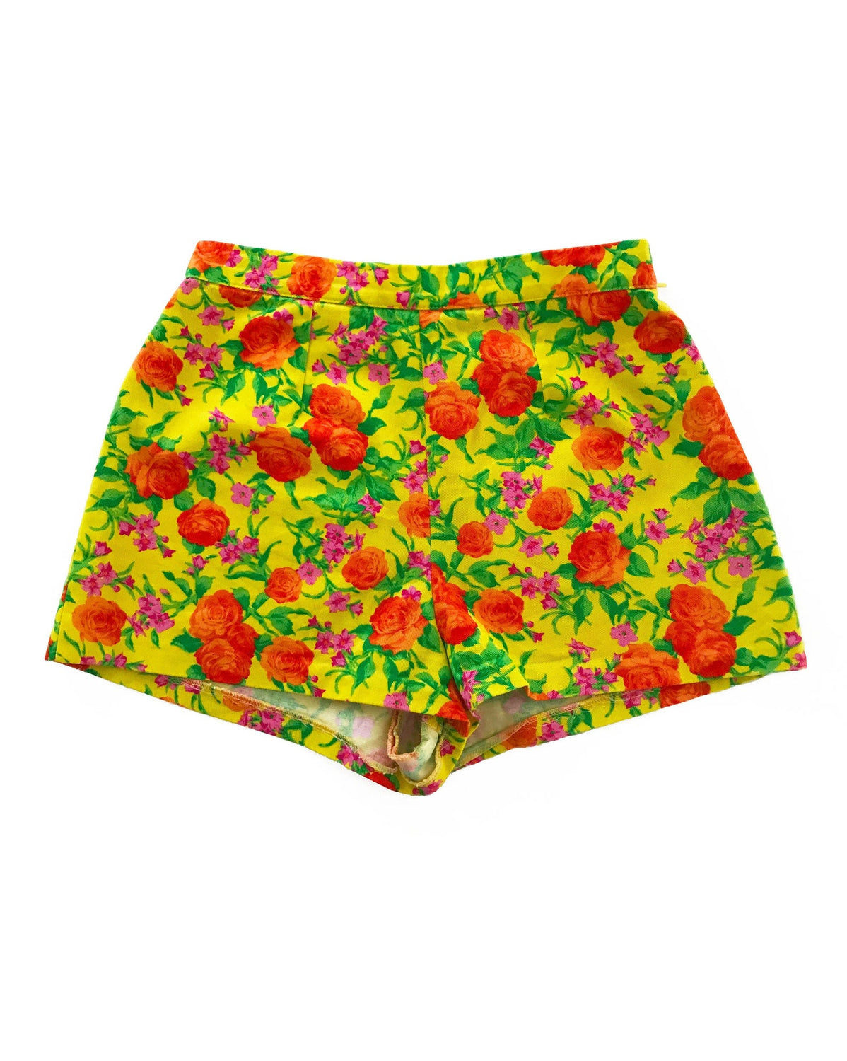 FRUIT Vintage 90s Versus Versace by Gianni Versace shorts in vibrant neon floral. Cut for a high waist and short thigh, a perfect summer statement piece!