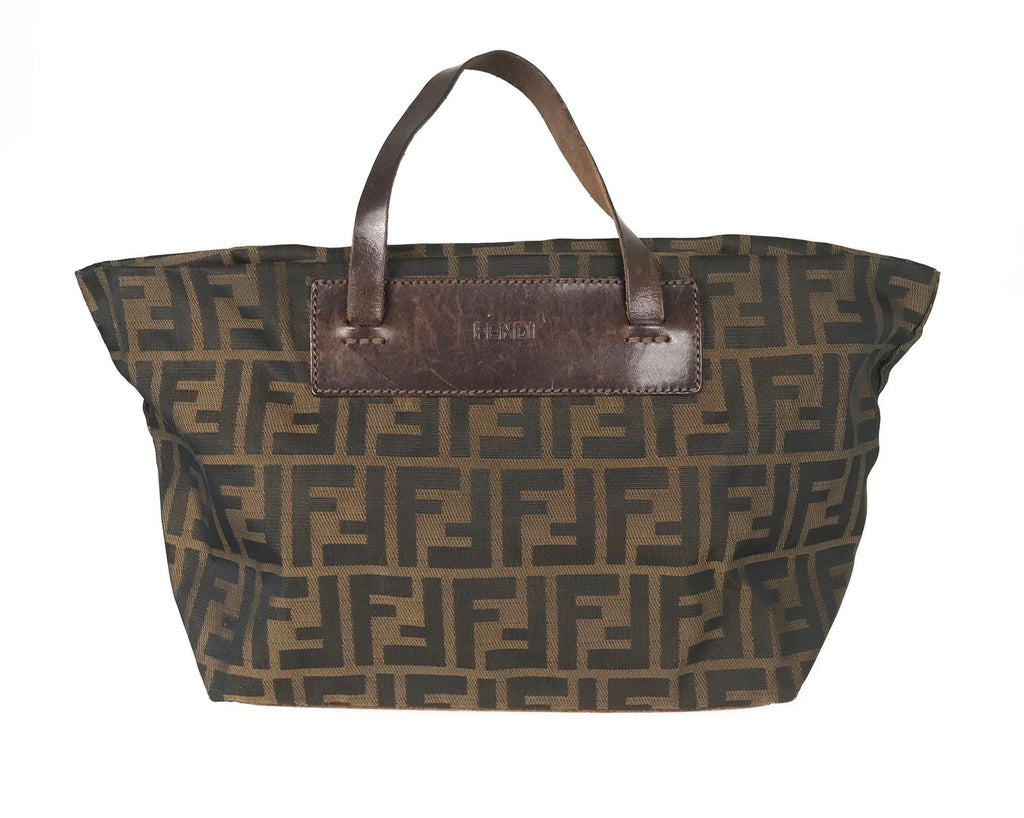 FRUIT Vintage Fendi Zucca mini small logo tote bag in the classic Fendi Zucca canvas. It features leather handles and trim (its can be folded into a small square for travel!)
