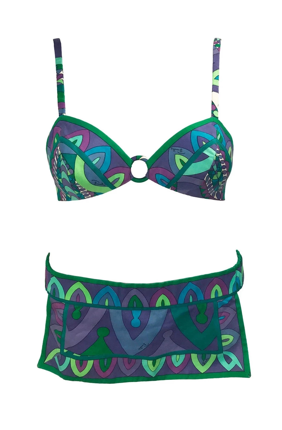 FRUIT vintage Emilio Pucci 1960s cotton handmade psychedelic pucci print bikini. In original, mint/unworn condition, this is a holy grail collectors piece
