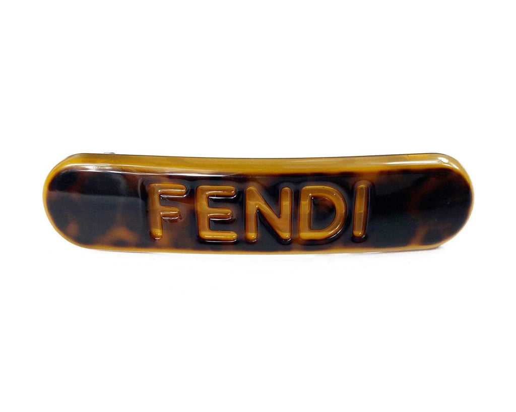Fruit Vintage Fendi tort perspex logo barrette hair clip.