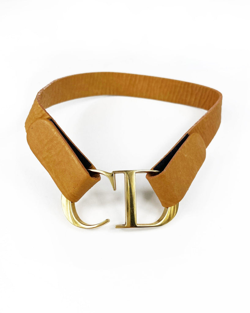 Fruit Vintage Christian Dior rare CD logo leather choker designed by John Galliano, dating to the iconic Fall/Winter 2000 collection.