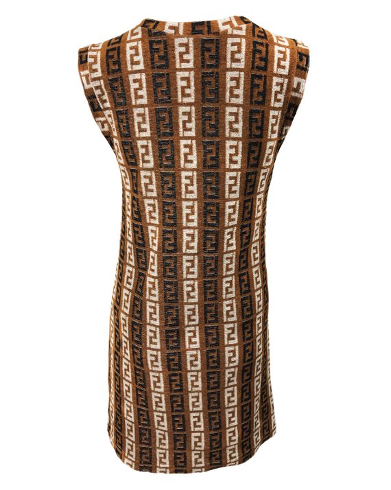 Fruit Vintage Fendi Zucca Monogram Print Logo Velour Dress Kylie Jenner