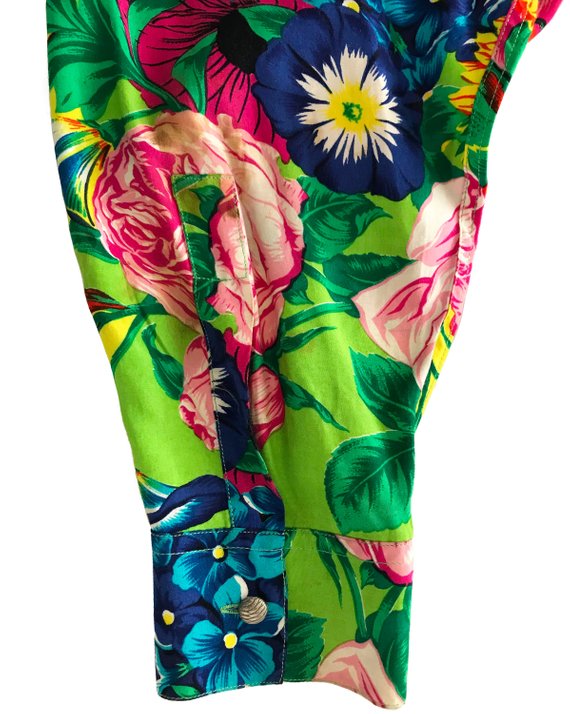 Fruit Vintage Versus by Gianni Versace 1990s Floral Print Cotton Shirt