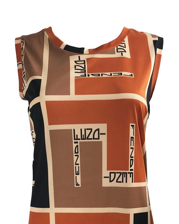 Fruit Vintage Fendi Retro Print Logo Dress