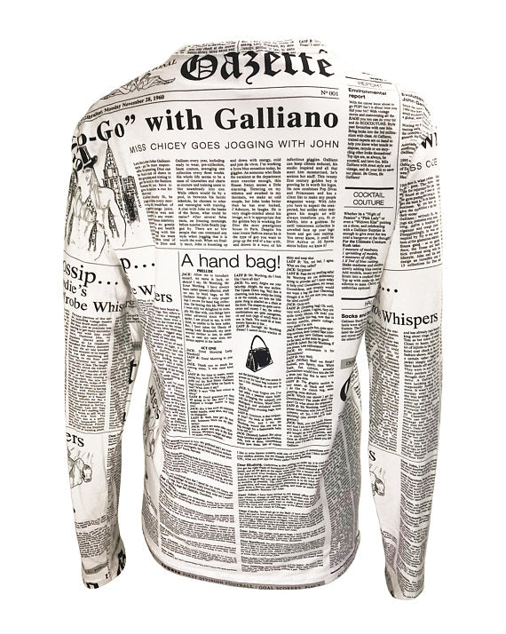 John Galliano Newspaper Print Long Sleeve Top