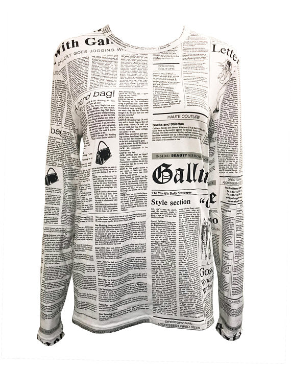 John Galliano Newspaper Print Long Sleeve Top
