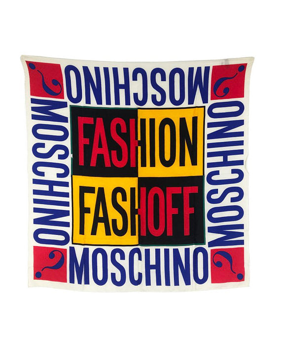 Moschino 1990s Logo Slogan Scarf