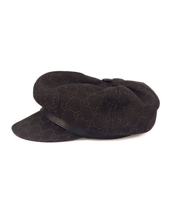 Fruit Vintage Gucci logo canvas paper boy hat beret brown monogram