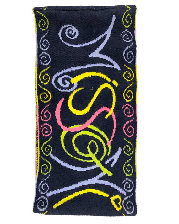 Fruit Vintage 1980s knit Missoni logo snood scarf (in the style of a turtleneck), designed to be added to a crewneck top or knit to create a turtleneck effect.
