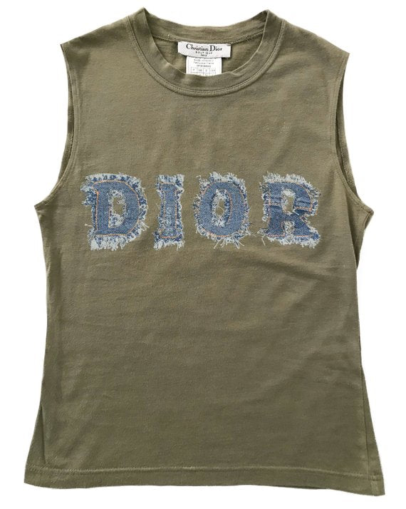 Fruit Vintage Christian Dior Logo monogram denim Dior tank tee khaki
