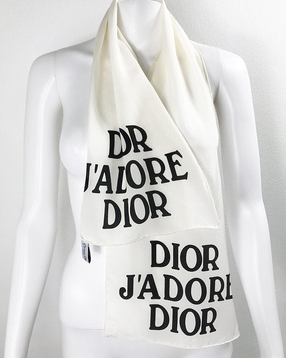 FRUIT vintage Christian Dior rare J'adore Dior logo monogram silk scarf