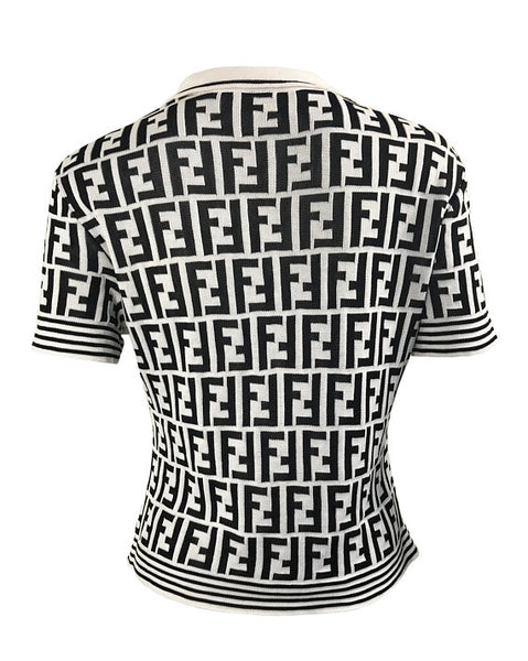 FENDI Black & White Zucca Print Polo – FRUIT Vintage