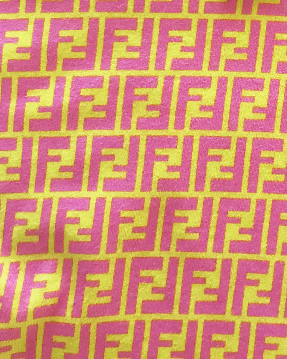 Fruit Vintage Fendi Yellow Pink Zucca Print T-shirt top tee