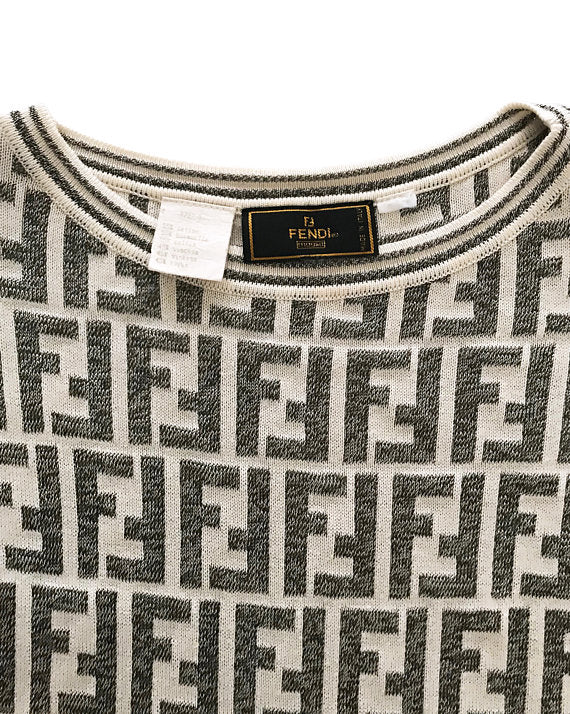 Fruit Vintage Fendi Zucca Monogram Knit Sweater Jumper Top
