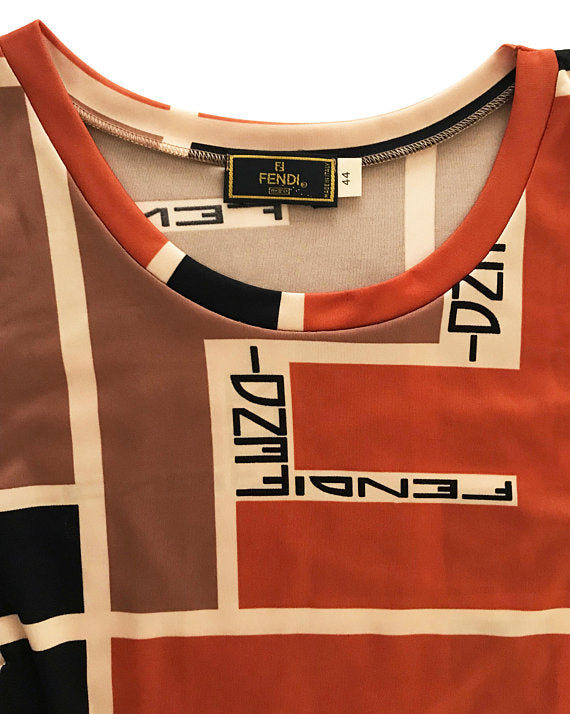 Fruit Vintage Fendi Retro Print Logo Dress
