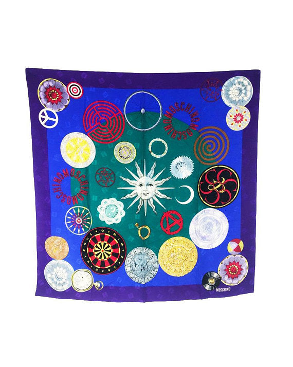 FRUIT Vintage Moschino logo Monogram Zodical Symbol Scarf