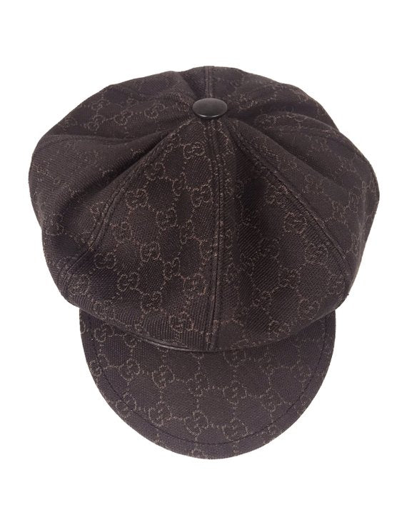 Fruit Vintage Gucci logo canvas paper boy hat beret brown monogram