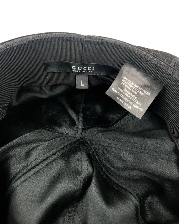 Fruit Vintage Gucci logo canvas paper boy hat beret brown monogram