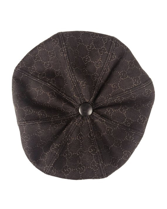 Fruit Vintage Gucci logo canvas paper boy hat beret brown monogram