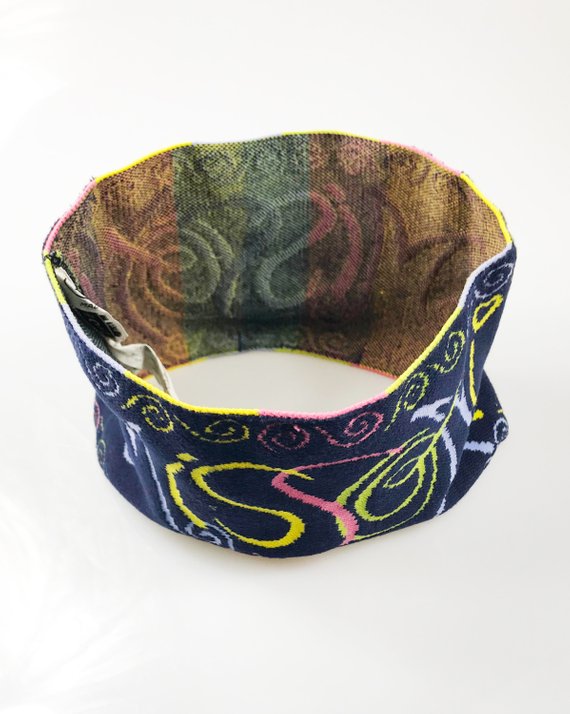 Fruit Vintage 1980s knit Missoni logo snood scarf (in the style of a turtleneck), designed to be added to a crewneck top or knit to create a turtleneck effect.