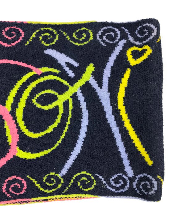 Fruit Vintage 1980s knit Missoni logo snood scarf (in the style of a turtleneck), designed to be added to a crewneck top or knit to create a turtleneck effect.