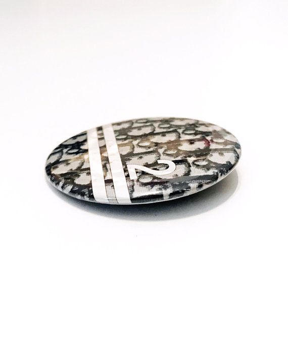 FRUIT vintage Christian Dior Logo badge button featuring a the classic monogram print