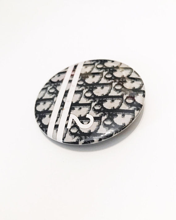 FRUIT vintage Christian Dior Logo badge button featuring a the classic monogram print