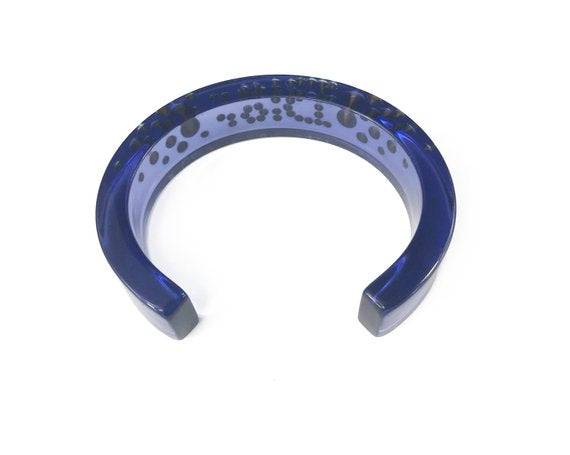 FRUIT vintage Christian Dior Blue diamonte crystal embellished logo monogram plastic cuff bracelet bangle.