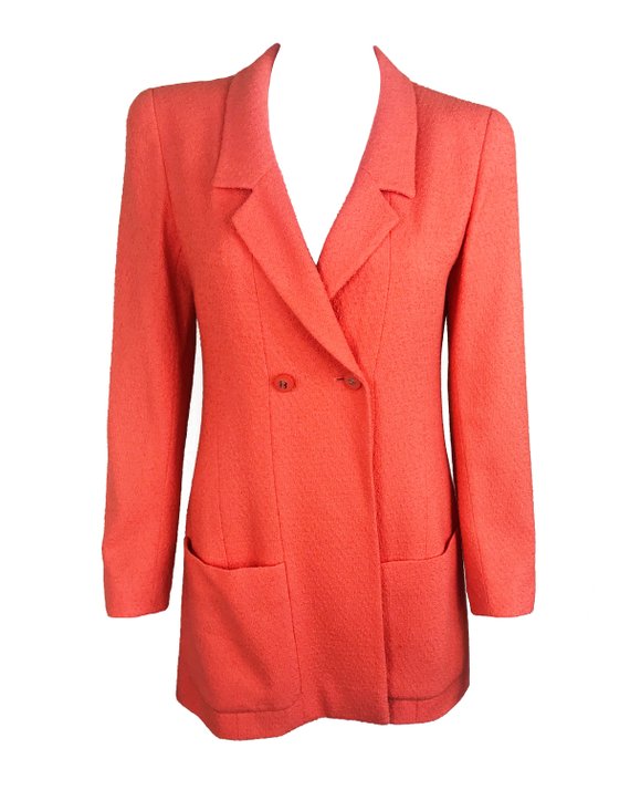 Chanel 1996 Neon Peach Bouclé Jacket