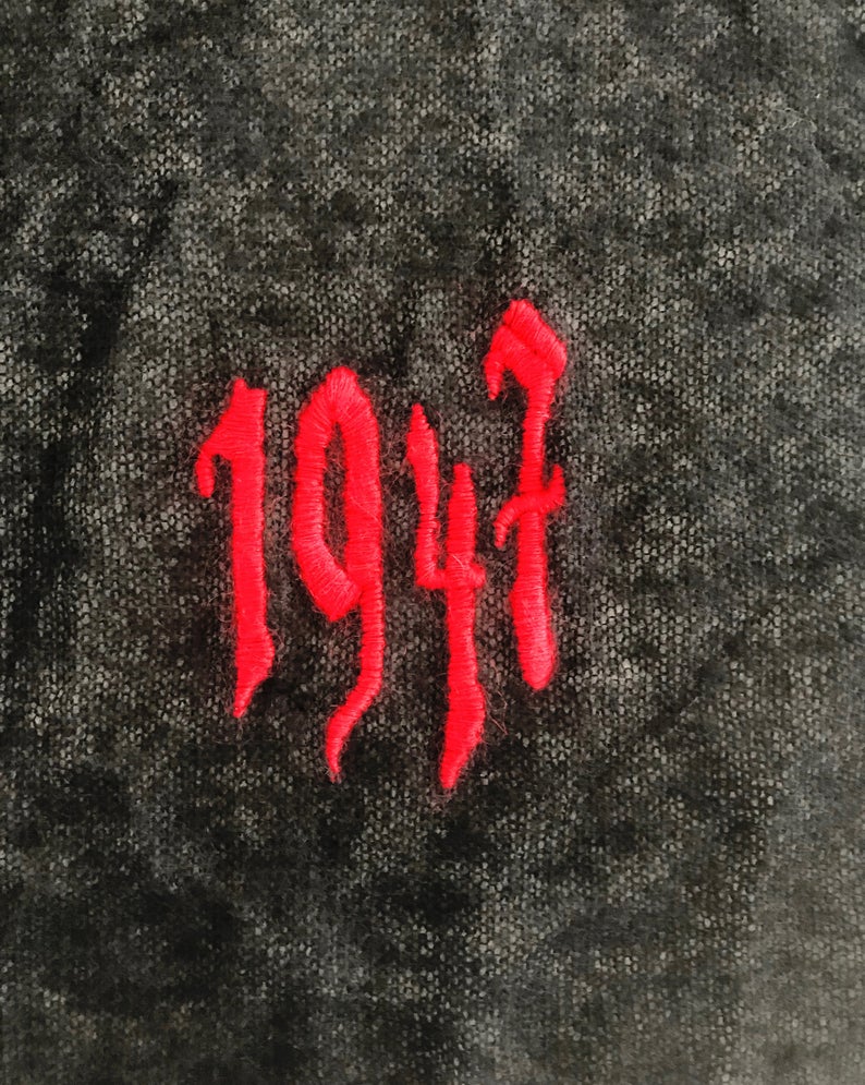 FRUIT Vintage Christian Dior gothic logo monogram mohair knitted scarf. Features a large graphic Christian Dior logo embroidered on one end and 1947 on the other.