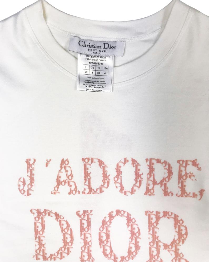Fruit Vintage Christian Dior J'adore Dior tank by John Galliano, this classic white tank features the oblique trotter monogram print in pink.