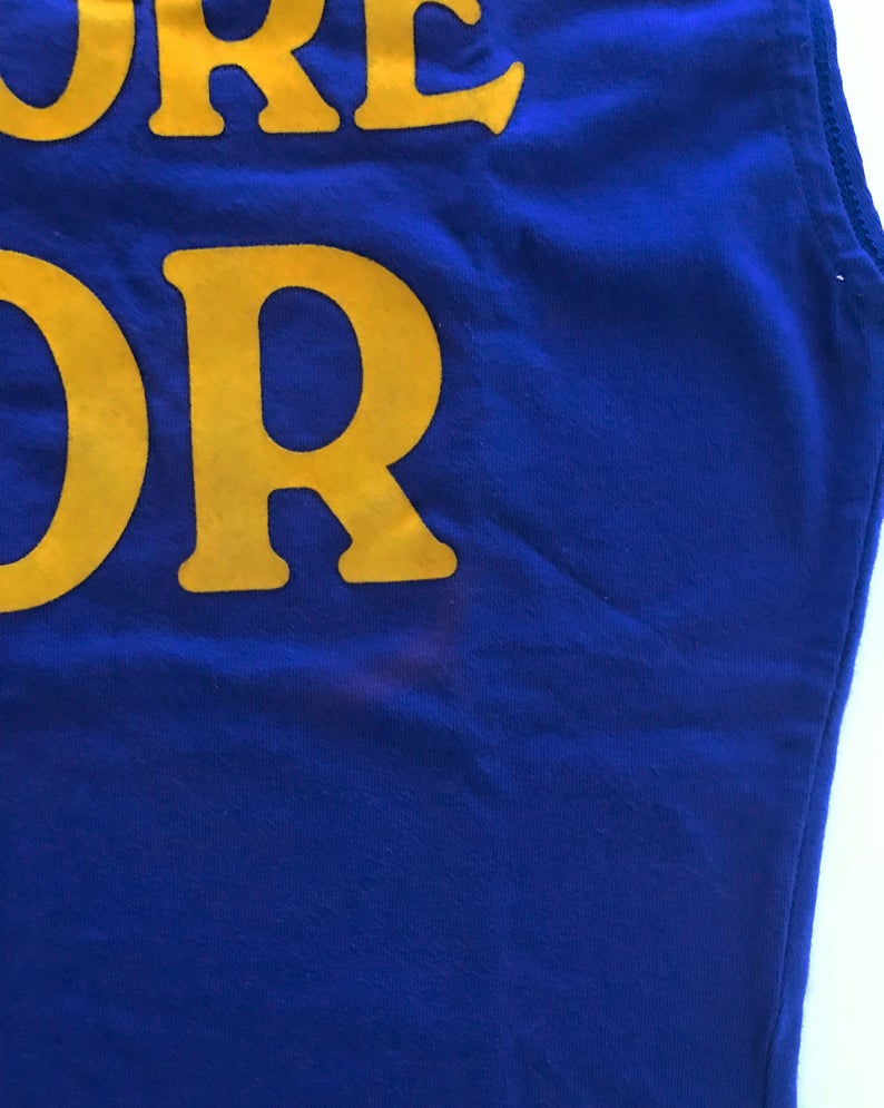 Fruit Vintage Christian Dior Blue yellow J'adore Dior logo monogram tank by John Galliano, as seen on Sex and the City and Khloe Kardashian.