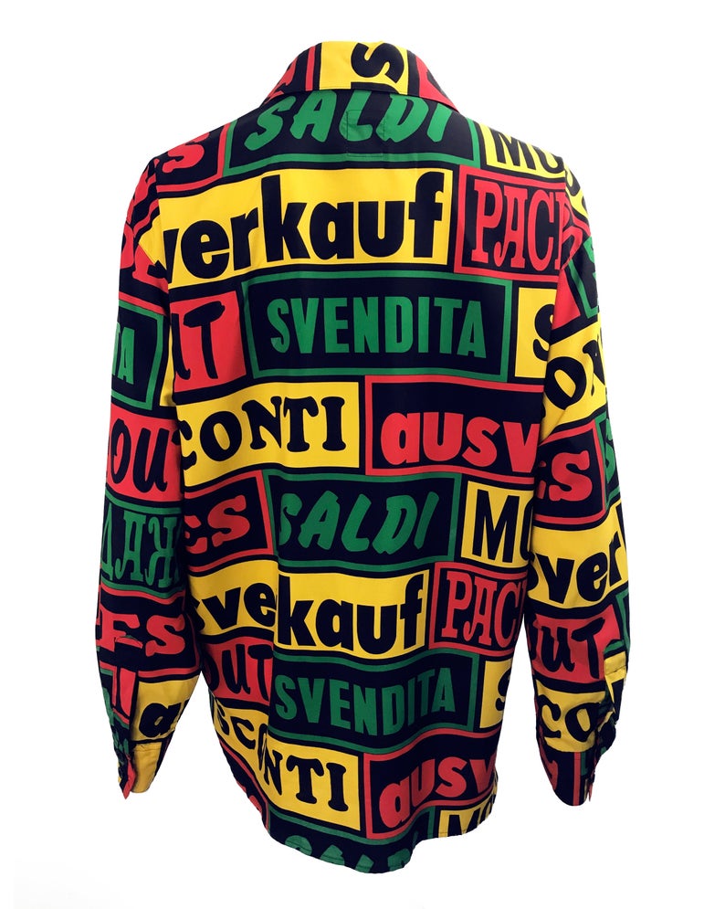 FRUIT Vintage 1990s Moschino Jeans Logo Monogram Shirt language print blouse