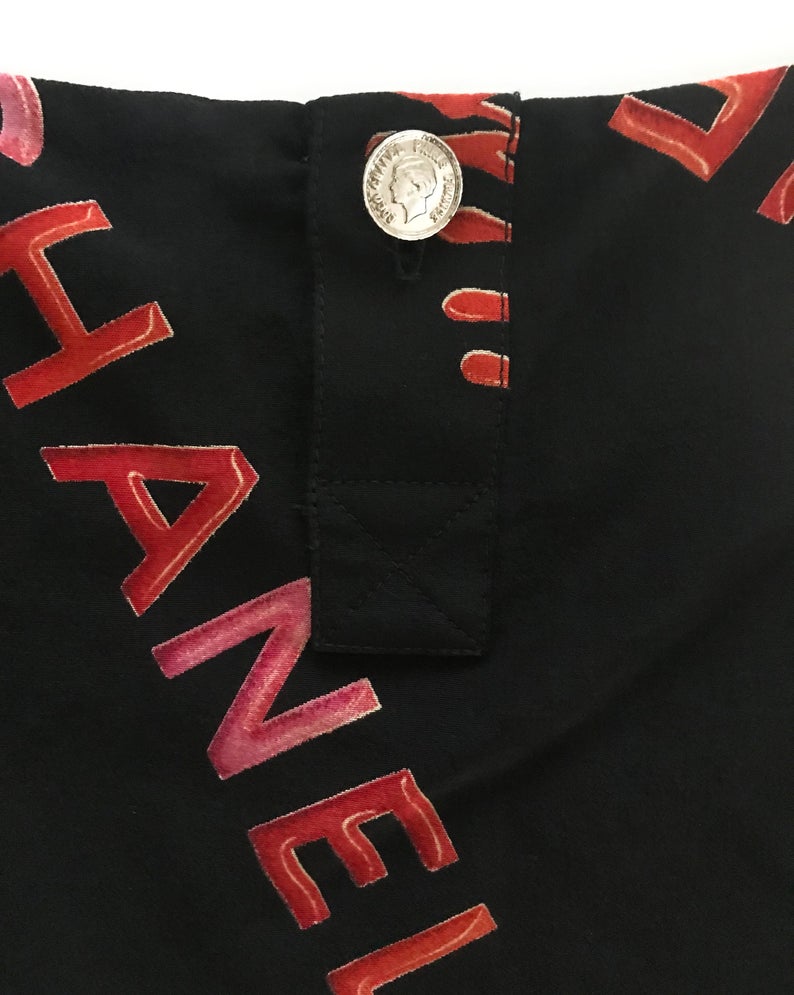 FRUIT Vintage Chanel Logo text silk tank top 'Rouge' print from the important Spring Summer 1996 collection