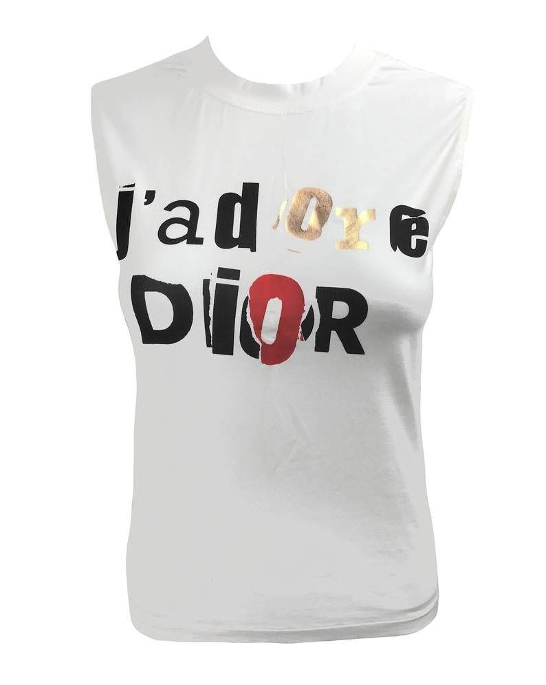 Fruit Vintage Christian Dior J'adore Dior news print logo monogram tank by John Galliano, this classic tank is one of those iconic pieces that simply never dates.